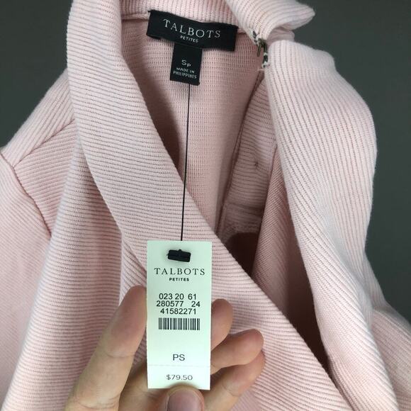 Talbots Pink Collared Neck Textured Button Up Back 3/4 Sleeve Top NWT Size SP - Picture 3 of 4